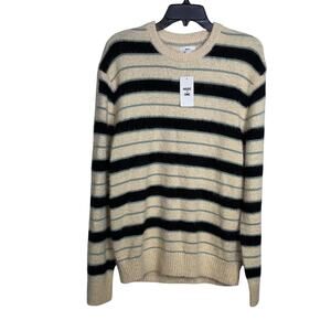 Mode of One Men's Long-Sleeve Eyelash Stripe Sweater, Dark Ecru M $70